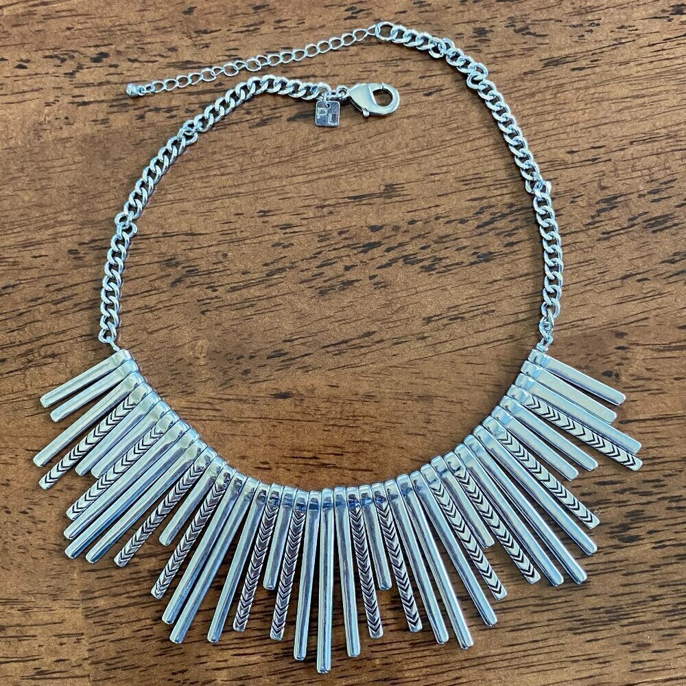 Vintage Park Lane  Reversible Tribal Silver Tone Statement Bib Necklace - Picture 2 of 9